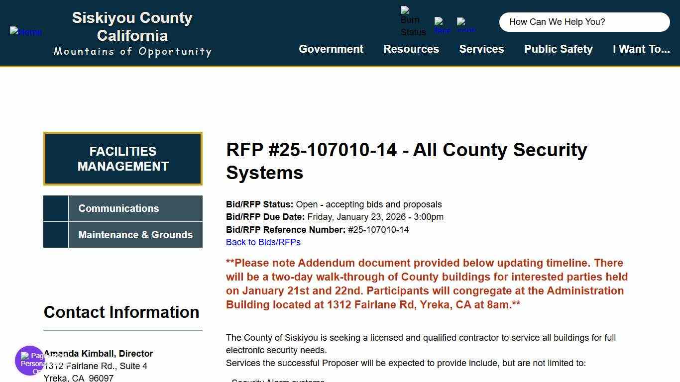 RFP #25-107010-14 - All County Security Systems | Siskiyou County California